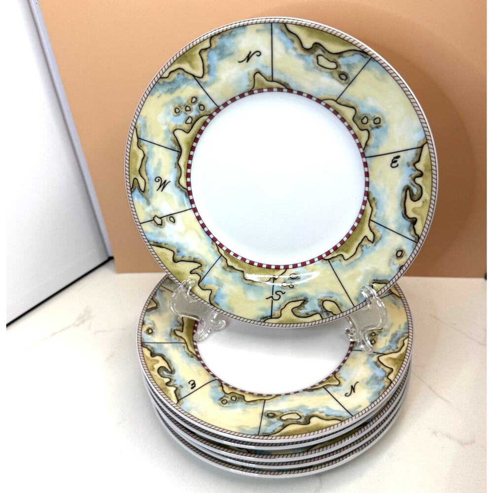 Set of 6 American Atelier Signals 100 Dinnerware Nautical Salad/Bread Plates 6"